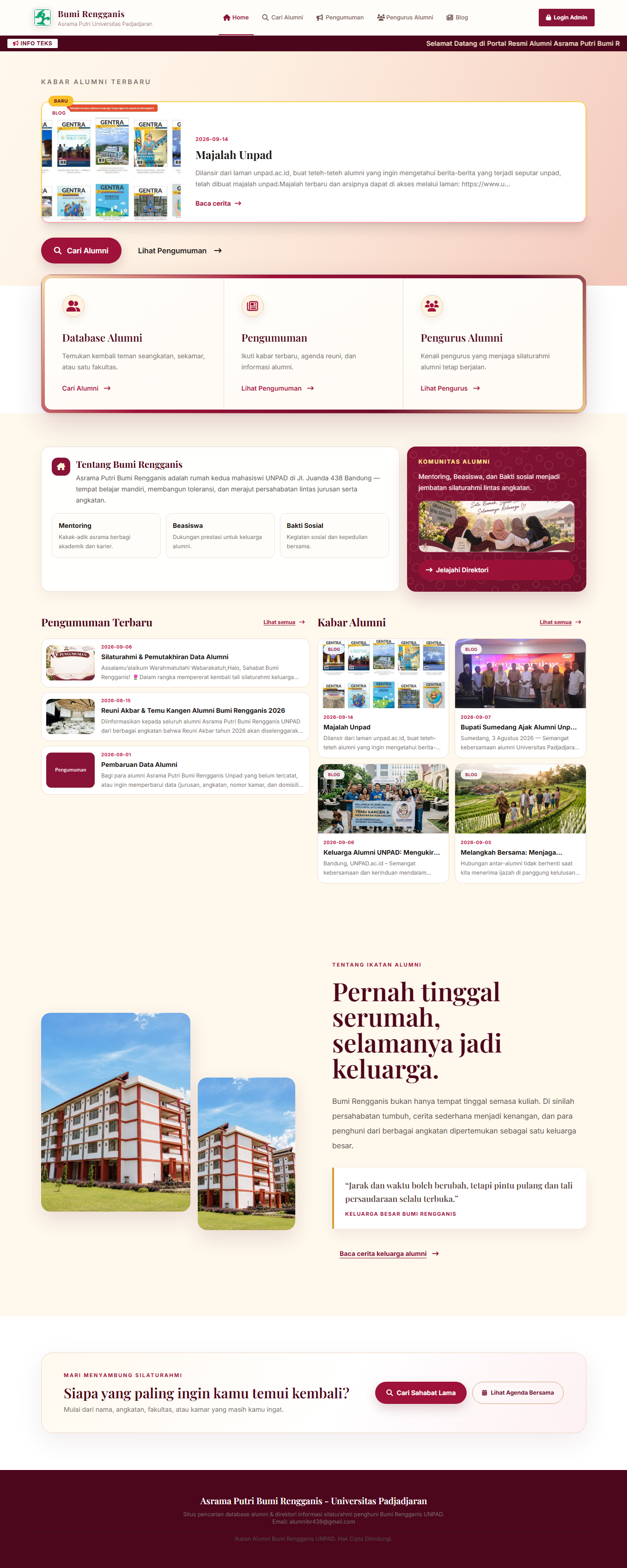 Website Alumni Asrama Putri Bumi Rengganis UNPAD